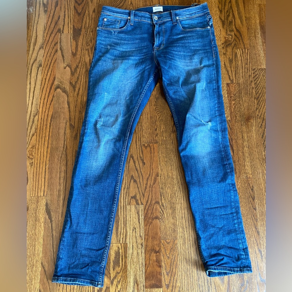 Hudson Jeans Men's Distressed Blue Skinny Jeans Sartor 34x30